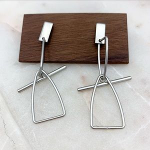Hanging Abstract Shapes Earrings Silver